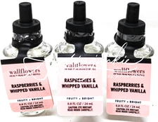 Bath & Body Works Raspberries Whipped Vanilla Wallflower Plug In Bulb Refill 3pc