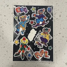 Vintage 2000's Chuck E. Cheese's Sticker Sheet (Skateboarding/Rollerblading) 🌟