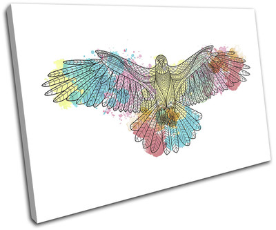 Aztec Watercolour Eagle Animals SINGLE Leinwand Wand Kunst Bild drucken