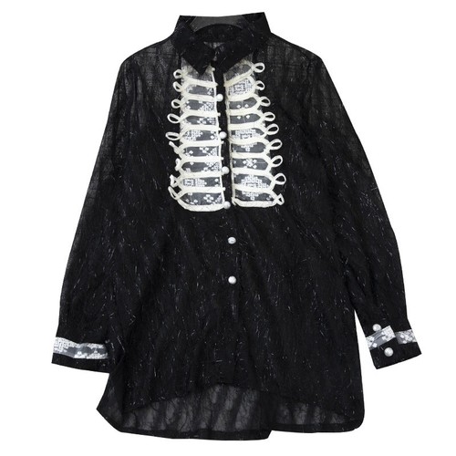 Women Ladies Vintage Shirt Long Blouse Top Victorian Sheer Casual Party Retro - Picture 7 of 11