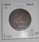 1909 S - BARBER HALF  - FINE