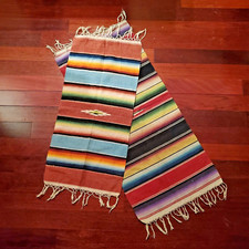 Mexican South American Serape Saltillo Blanket Woven Table Runner Set of Two