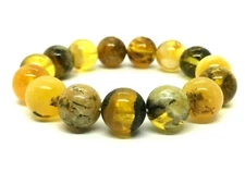 Baltic AMBER BRACELET Gift Round Beads Natural AMBER Yellow Honey 25,2g 14905