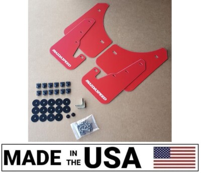 [SR] 04-09 Mazdaspeed 3 & Mazda 3 Mud Flaps Kit RED w/ Hardware Set & Vinyl Logo
