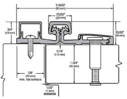 FULL SURFACE LIMITED FRAME HEAVY DUTY GEARED HINGE COMERCIAL GRADE 83" ALUMINUM - Image 2 of 3