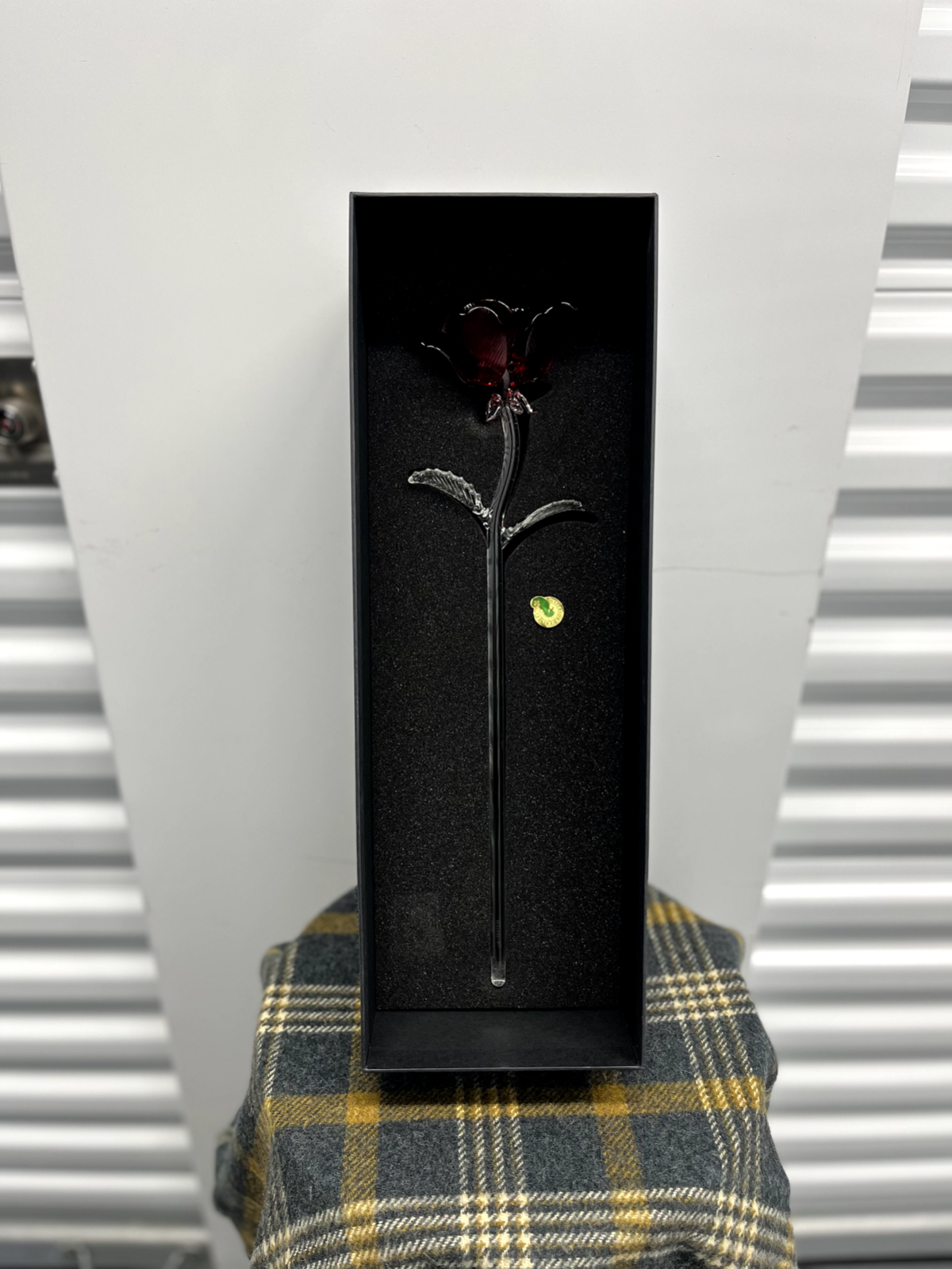 Waterford Red Crystal Rose in Box Pristine Condition 14.5 Inches