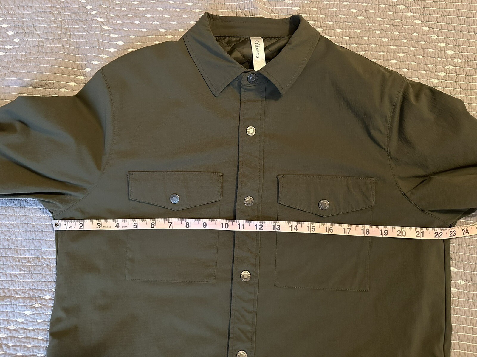 Olivers Apparel Men's Stadium Shirt Jacket - Military Olive - L