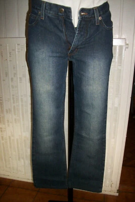 Pantalon droit taille haute bleu délavé coton Guess Jeans low rider w24 34 - Photo 1/4