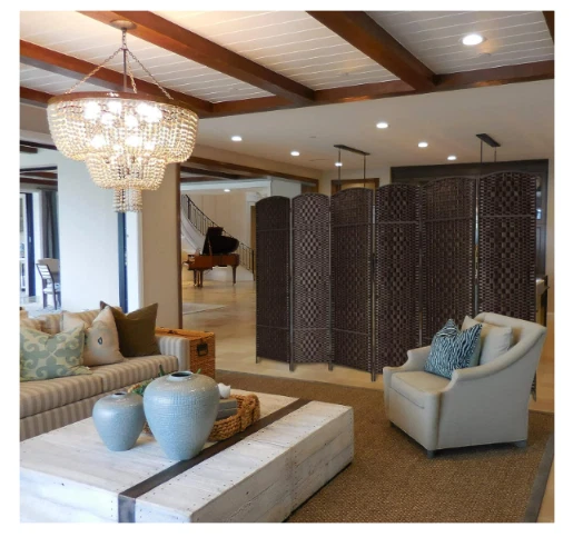 Separador de habitación plegable pantalla de privacidad pared 6 paneles tejido partición obturador ancho Foto 2 de 4