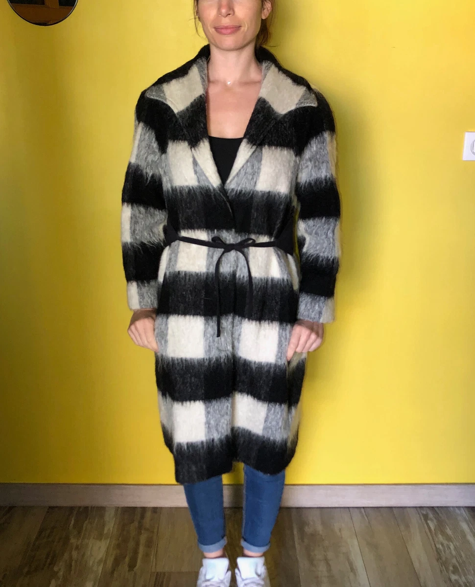 joli manteau en mohair laine noir blanc CHRISTIAN LACROIX taille 36 fr S NEUF