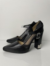 Toga Pulla Black Carbon & Metal Detailed 4 Inch Heels. Size 39. Brand New W/Box