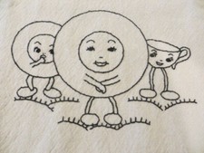 Hand Embroidered Kitchen Towel Aunt Martha's Cotton 26" x 17" Kitchen Implements