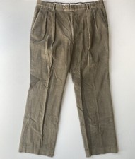 Vintage LL Bean Corduroy Pants Mens 40x32.5 Beige Pleated Trousers USA Made