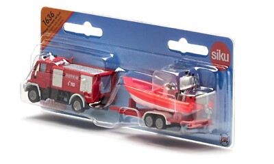 Siku 1636 UNIMOG Feuerwehr mit Boot ''SUPER SERIE 1:87'' NEU OVP--