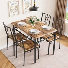 Dining Table Set for 4 Kitchen Table and 4 Upholstered Chairs for Dining Room