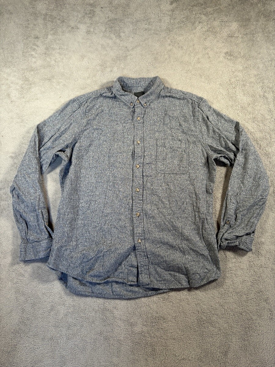 14th and union mens dress shirt 14th & Union Dress Shirt Mens XL Heather Gray Button Up Long Sleeve Flannel  Feel