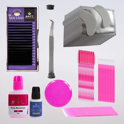 Wimpernverlängerung Set Einzelwimpern Silk Mink Volume Lashes Profi Starter Macy