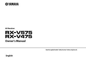 Yamaha RX-V575 RX-V475 Receiver Owners Manual | eBay