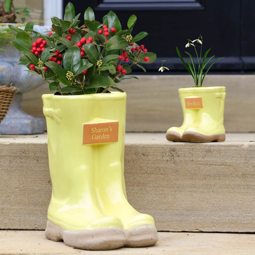 Personalised Plant Pot Welly Boot Planter Gift Various Colours Optional Spring - Picture 11 of 18