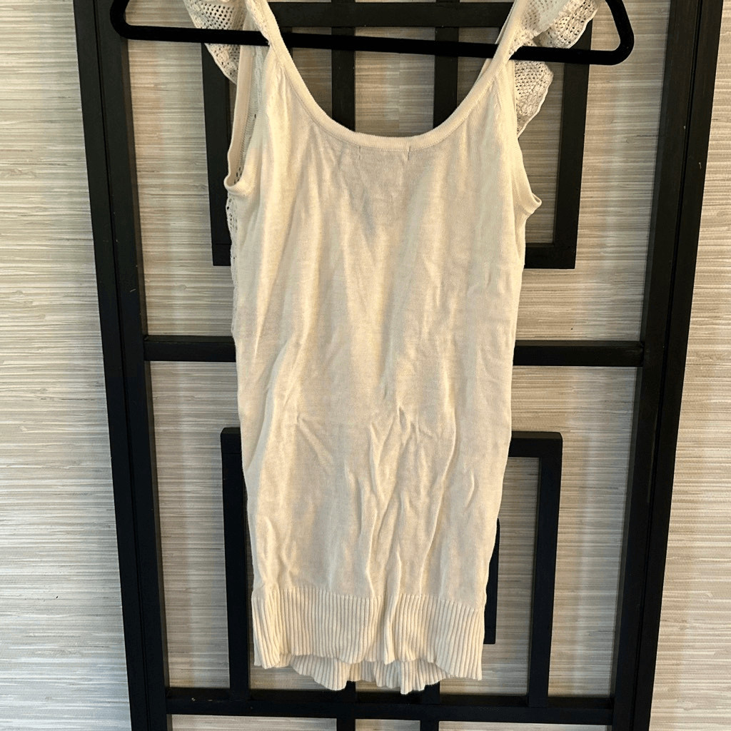 XOXO off-white crochet knit top low-cut V size S thumbnail 5