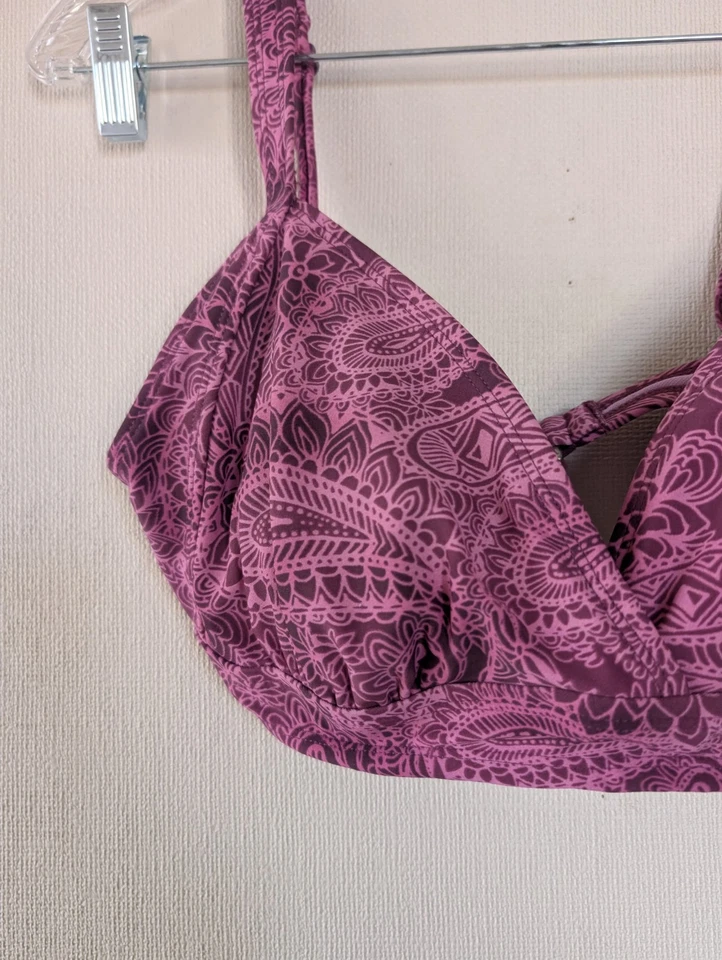 Athleta Bikini Top Womens 34DDD Pink Purple Paisley Floral Underwire Swimwear - Image 2 of 4