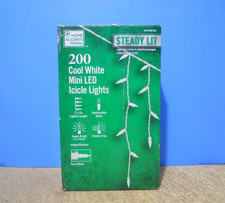 Home Accents 200-Light Cool White STEADY-LIT Mini LED Icicle Lights Christmas