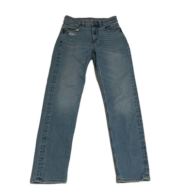 American Eagle Mom Jeans Womens 00 Light Wash Stretch Distressed Pocket