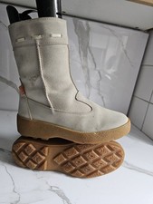 OLANG DESIGNER UK 5 EU 38 WOMEN BEIGE SUEDE LEATHER FLAT  ANKLE BOOTS WIDE