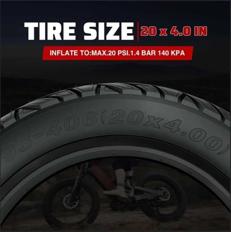 20 x 4.0 E-Bike Tire 2Pack Fat Tire High Performance Fat White Wall Tire Folding - Image 2 of 4
