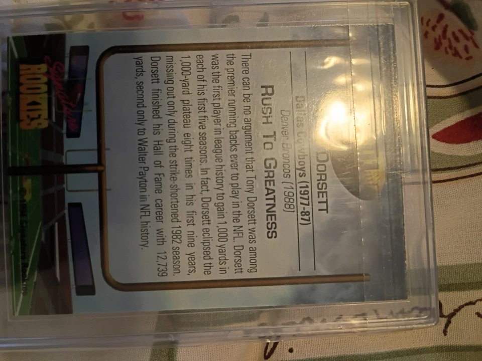 Signature Rookies Tony Dorsett/Dallas Cowboys 1994 en tarjeta autógrafo #145/1000 Foto 3 de 4