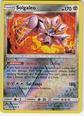 Solgaleo 142/236 Reverse Holo Rare SM - Cosmic Eclipse NM Pokémon