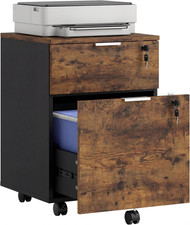 HOMCOM Mobile File Cabinet with Wheels and Lock, 2 Drawer under Desk Office Cabi