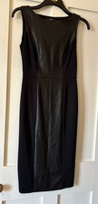 George Black Faux Leather Panel Bodycon Party Occasion Dress UK8 L41"