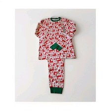 Carters Christmas Pajama Set Adult XL 100 Cotton White Red Deer Sleigh Stretch