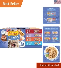 32-Pack Purina Savory Shreds Wet Cat Food - Tender Taste of Beef, Turkey, Salmon