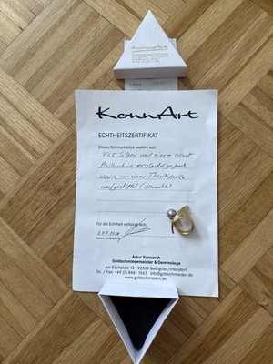 Elleganter Ring mit Tahitiperle und Brillant Einzelstück 925 Silber