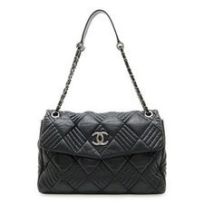 Chanel Quilted Leather 2Way Shoulder Bag Women Black One Size