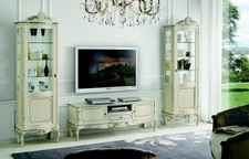 Wohnwand 3tlg rtv 2x Vitrine Design Italienische Möbel Wohnzimmer Barock Stil