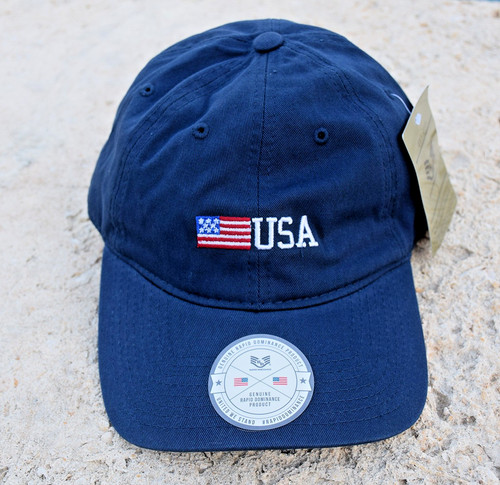 USA Flag Baseball Cap Polo Type Blue Relaxed Fit Embroidered American Flag Hat