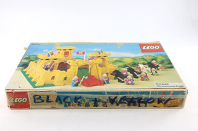 Vtg Lego 375 Yellow Castle W Box & Manual Missing Mini Figs & Horses