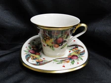 Lenox Holiday Tartan, Fruit, Plaid Ribbon: Square Cup & Saucer Set (s), 3 1/8"