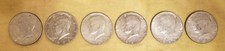 SIX JFK HALF DOLLARS 1965 - 1969 ALL COINS  40% SILVER (P&D MINTS) (CIRCULATED).