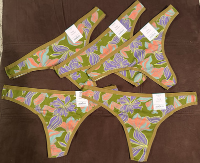 Auden Panties Womens Thong Size S 4-6 Bundle Flowers 5 pack 