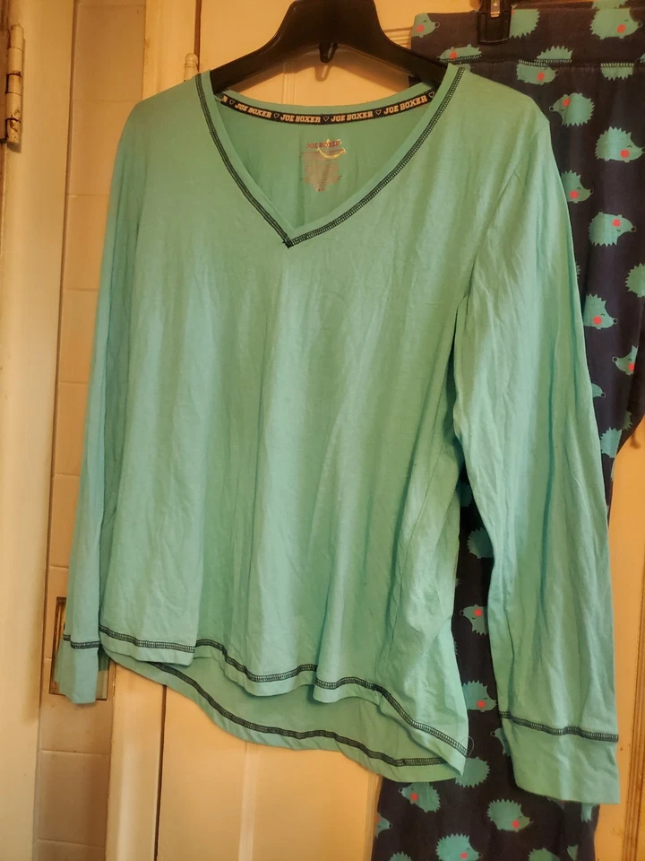 Conjunto de pijama y pantalones Joe Boxer azul con estampado de erizo talla XL junior para mujer Foto 2 de 4