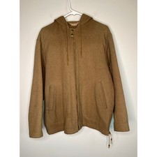 1950s McGregor Rockabilly USA Brown Wool Tweed Granola Outdoorsy Hooded Jacket M