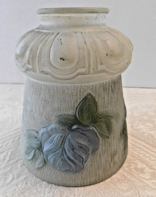Vintage Embossed Frosted Lamp Shade with 3 Blue Flowers 2 1/4'' fitter