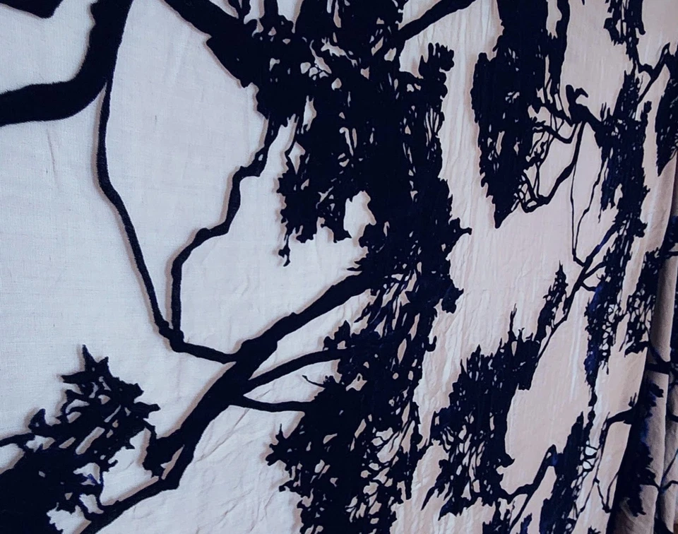 Lux Burnout Velvet – Tree Design, Midnight Blue Nude Base 4.5 Yards x 44 Inches - Image 3 of 4