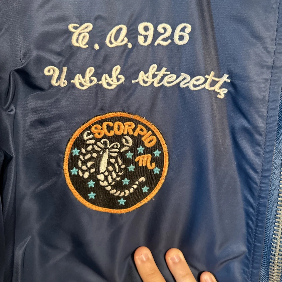 Chaqueta Schott Souvenir MA-1 Hombres 3XL Azul Corea Filipinas Tour Bombardero Marina Ejército Foto 3 de 4