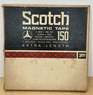 Scotch 150 7'' 1800ft 1/4'' Reel Tape USED Original Plaid Box Vintage