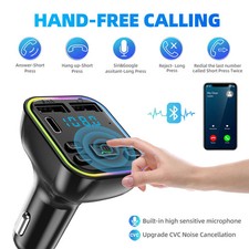 Car Bluetooth 5.0 FM Transmitter Fast USB Type C Car phone Charger Colorful Hand